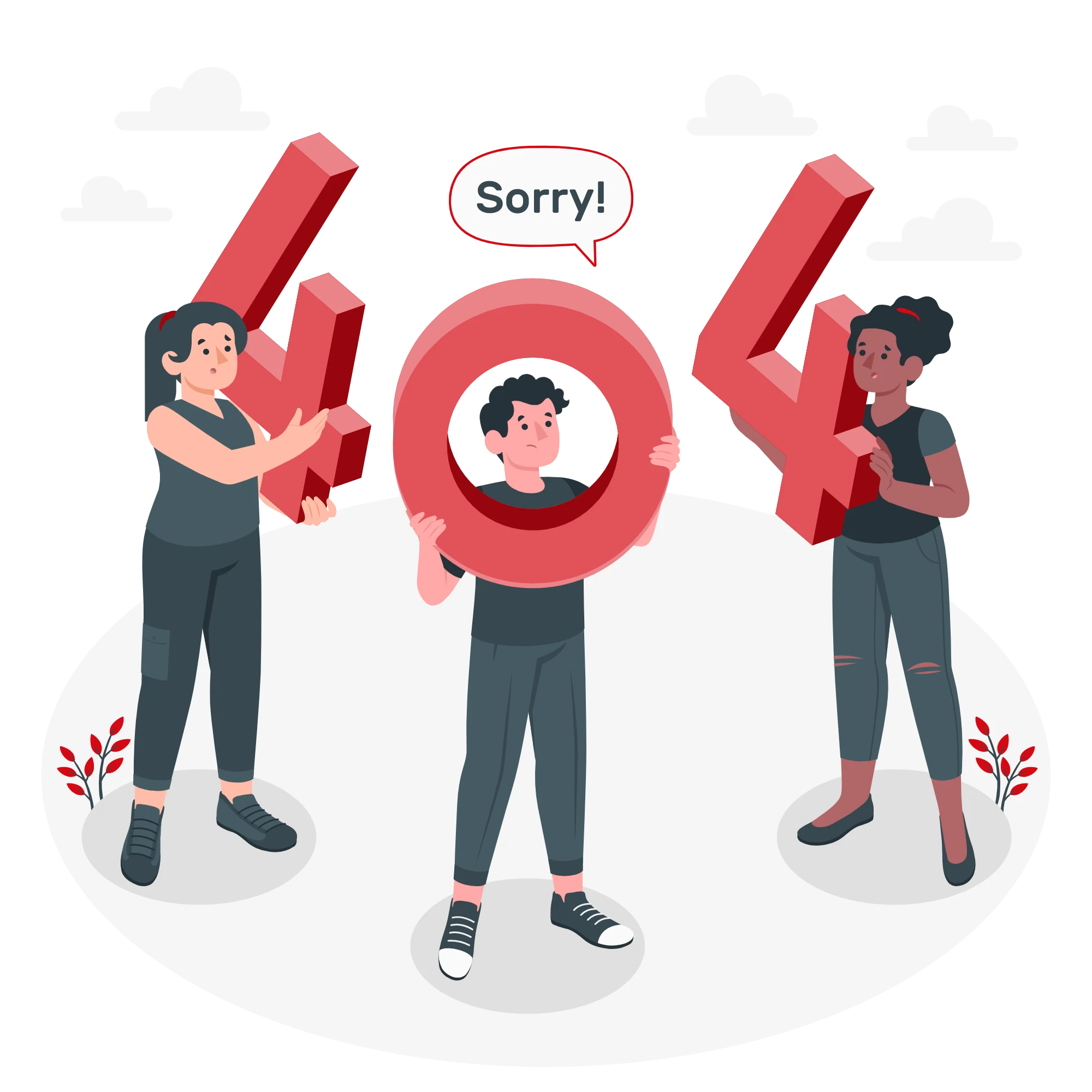 404 error with people holding the numbers